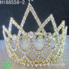 .Neue Entwürfe preiswerte Rhinestone-Krone, Festzug tragen Goldtiaras u. Krone